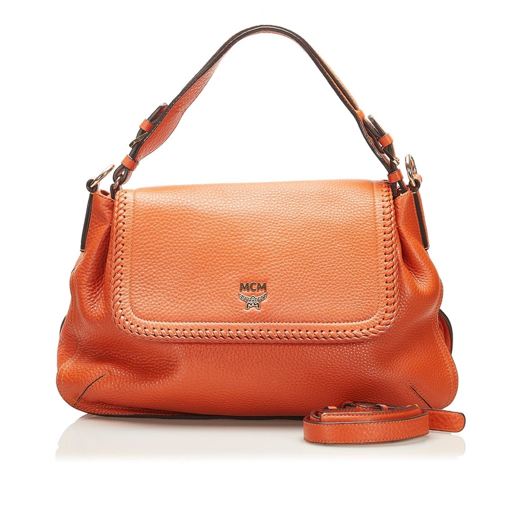 Authentic MCM 2 way tote orange leather